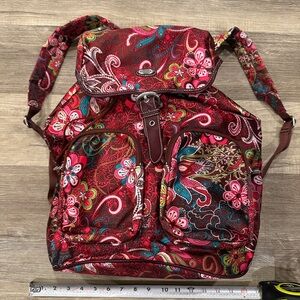 Oilily Red and Pink Floral Backpack